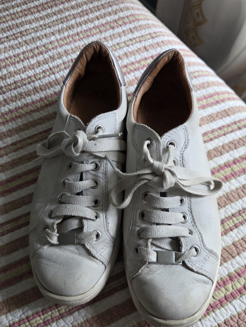 Ugg Milo White Leather Lace-Up Sneakers